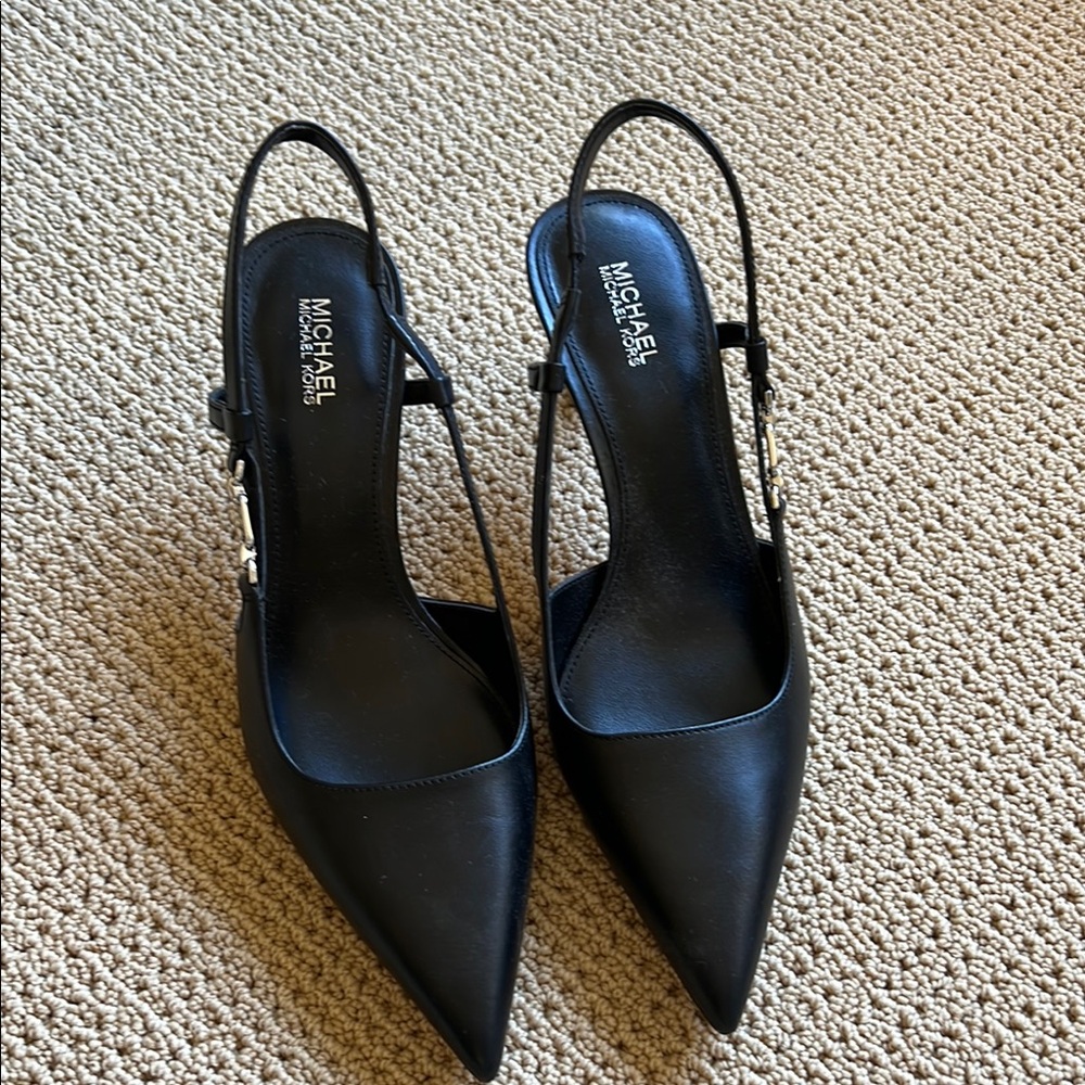 Michael Kors Black Pointed Toe Slingback Heels
